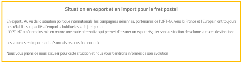 Situation en export et en import pour le fret postal